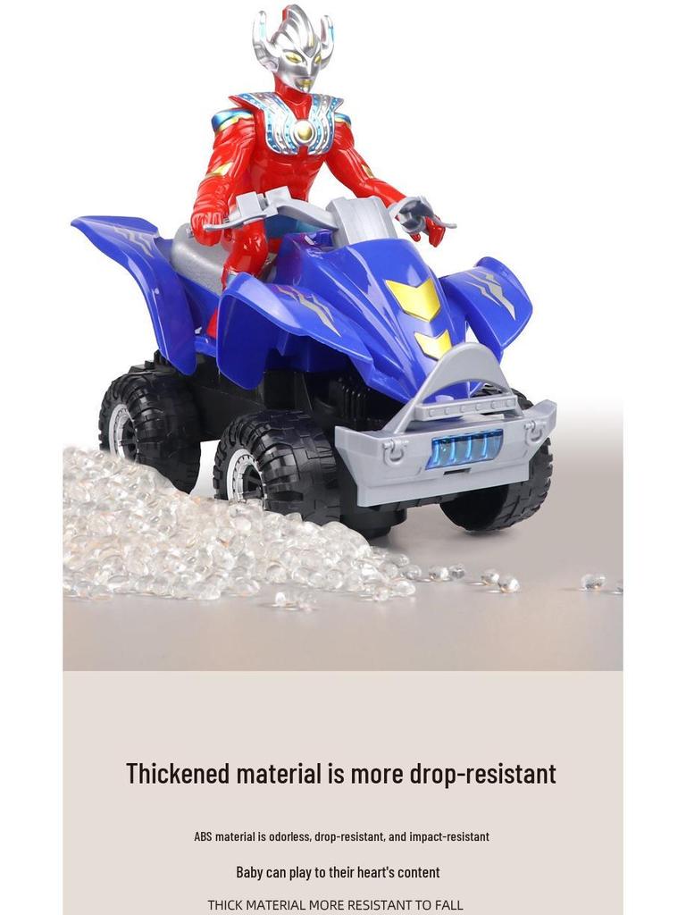 Licensed Ultraman Rotating Electric Motorcycle Toy with Sound & Light for Kids