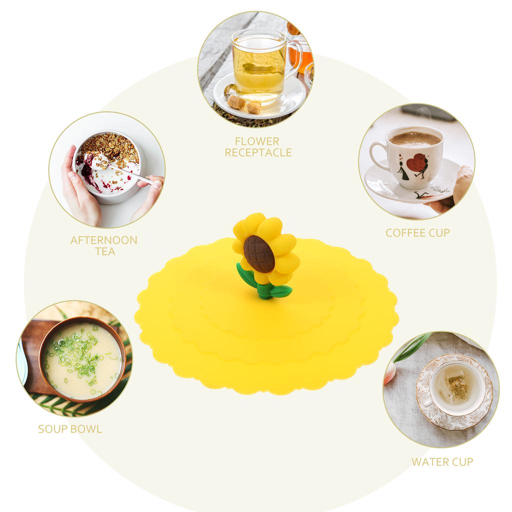 5 Stück Cartoon-Silikon-Becherdeckel, durchsichtige Kaffeebecher-Abdeckung, universelle, bezaubernde Silikagel-Abdeckungen für Getränke