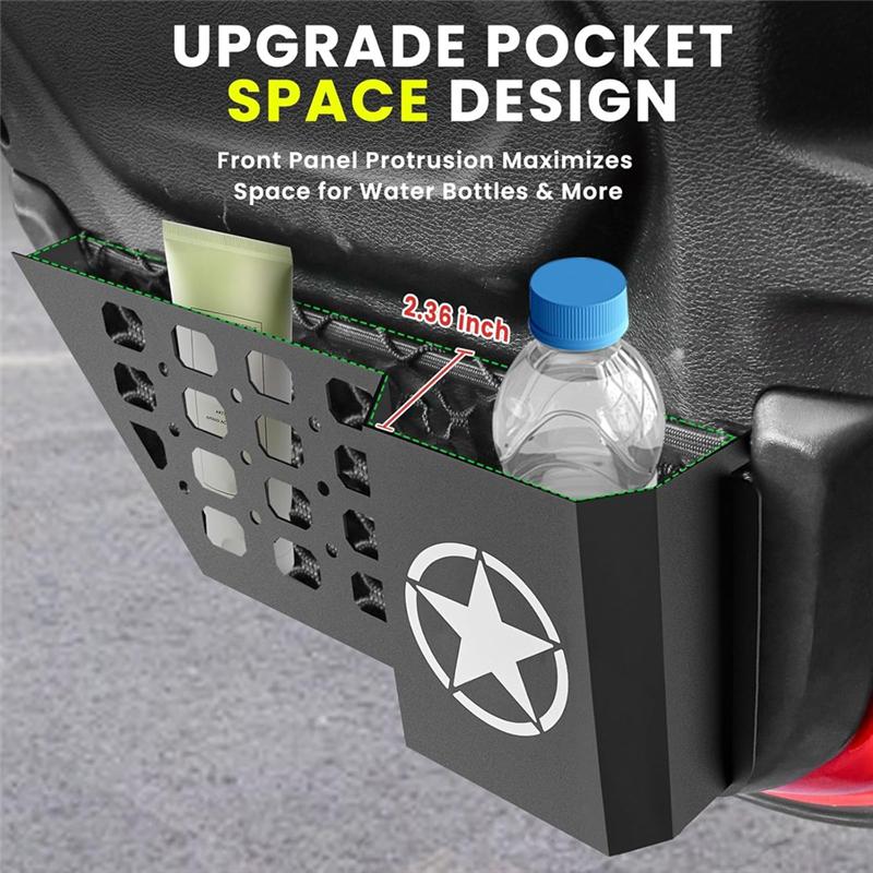 A51K-Rear Door Storage Pockets For Jeep Wrangler JL Gladiator JT 2018-2025 Side Door Storage Box