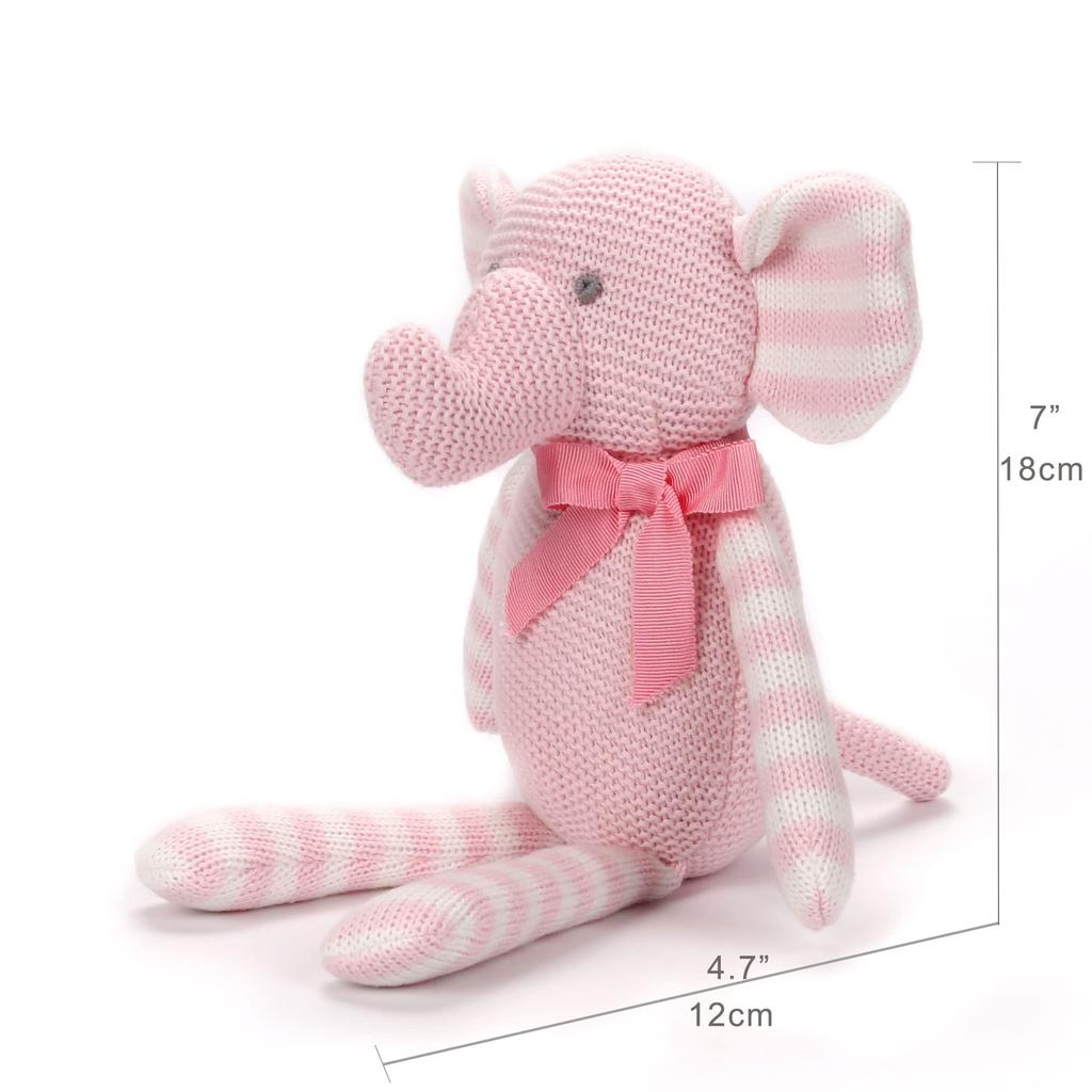 FLUFFYFUN Plyšová hračka sloníka pro miminka z organické bavlny 18 cm 100% Hračka, (Růžový slon)