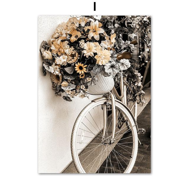 Herbst Mädchen Weizen Sonnenblume Reed Fahrrad Wand Kunst Leinwand Malerei Nordic Poster Und Drucke Wand Bilder Für Wohnzimmer Dekor