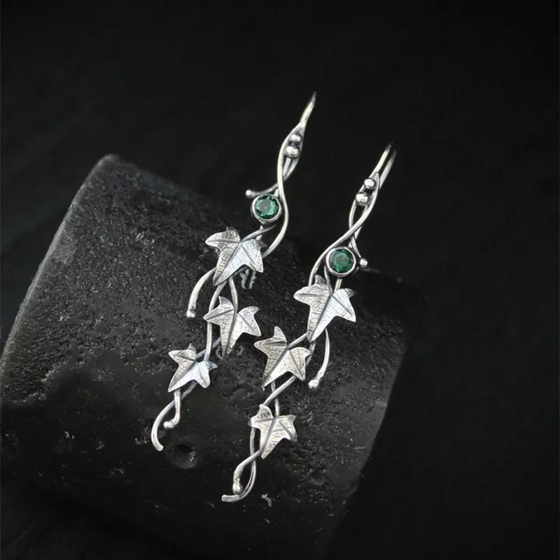 1 Pair Silver Color Botanical Jewelry Plant Leaf Irregular Design Retro Earring New Trendy Fashion Earrings Accessories Gifts