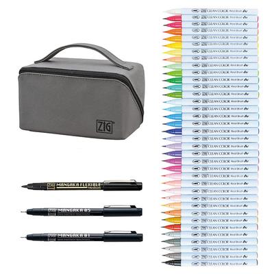 Kuretake Brush Pen Clean Color Real Brush MANGAKA with Pouch Large + RBCN160/39V