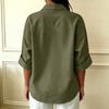 Women's Casual Loose Fit Button Down Shirt Three Quarter Sleeve Collared Blouse Lightweight Soft Fabric Relaxed Style