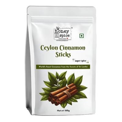 Miel et Épices Ceylon Dalchini Bâtons de Cannelle Biologique Sri-Lankais - (100g) (Véritables Écorces/Rouleaux Sri Lankais) , 100% naturel