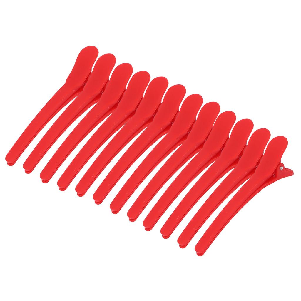12Pcs NonSlip Hair Styling Clips Plastic Duckbill Hair Clip Hairdressing Hair Barrettes Red