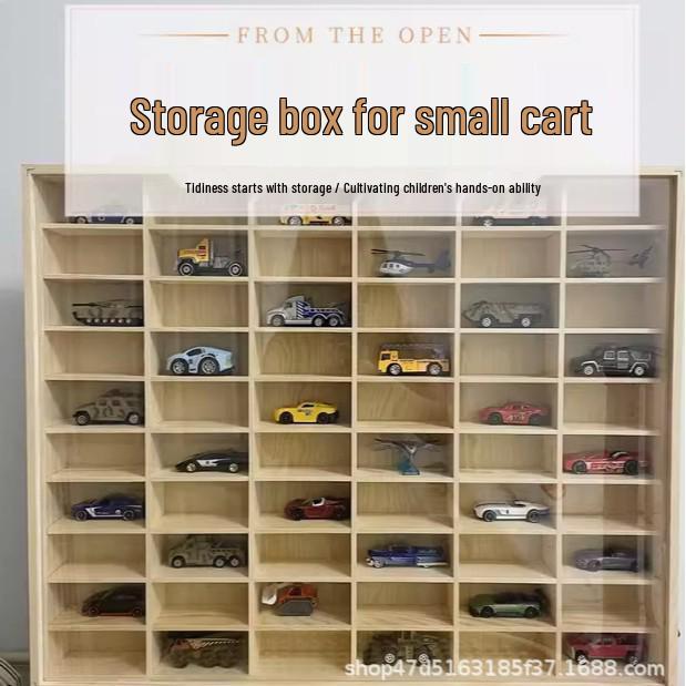 In-Stock Wall-Mounted Solid Wood Toy Rack: Multi-Grid Car Storage & Figurine Display