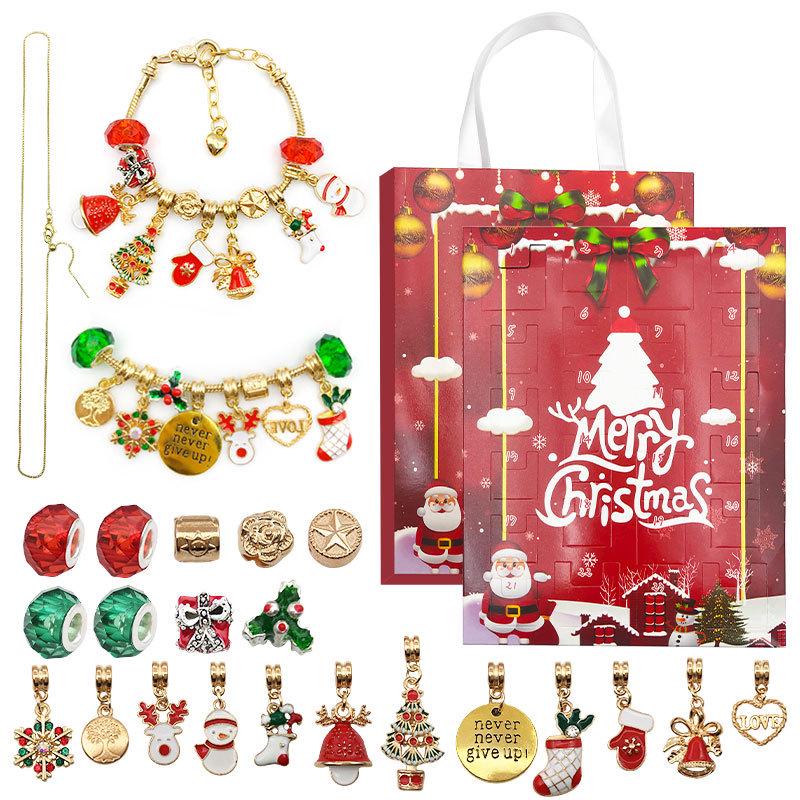 Caixa de Presente Surpresa Vermelha Transfronteiriça de Natal para Crianças - Calendário do Advento Cego Dourado/Prateado DIY