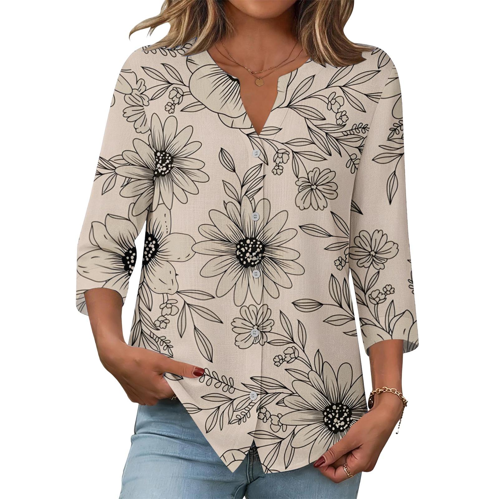 Женская модная повседневная винтажная блузка с принтом L