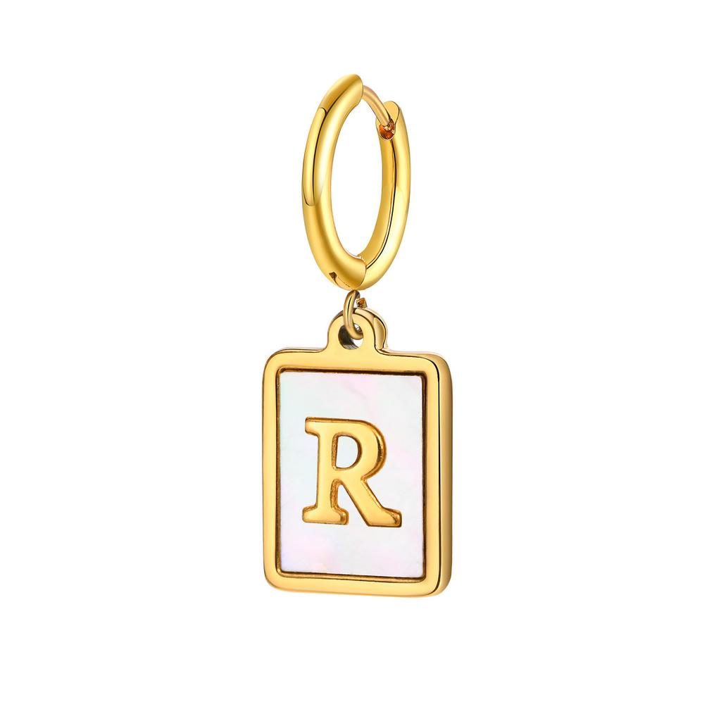 26 Letter Earrings Diy Stainless Steel Shell Letter C Earrings Gold Women'S Earrings, Jewelry Ed-637