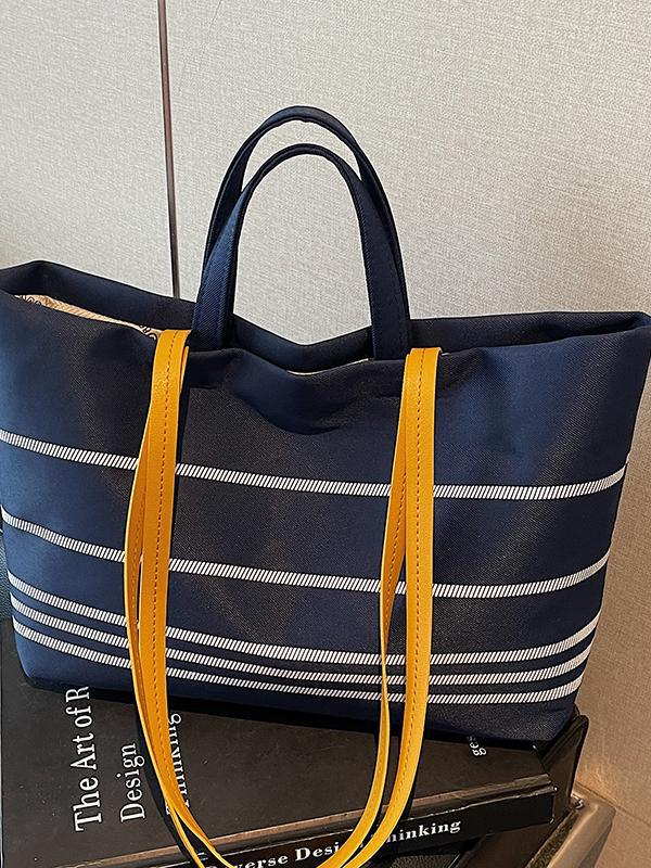 Women's Striped Canvas Shoulder Bag - 2025 Fashion Style, Original Design, Casual Crossbody Handbag