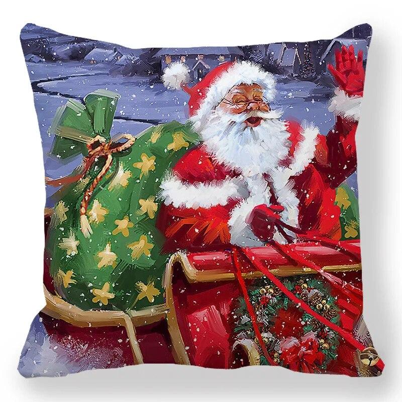 Santa Claus Home Decor Gedruckt Kissen Fall 2024 Neue Jahr Weihnachten Schlafzimmer Wohnzimmer Sofa Dekoration Kissenbezug Kissen Abdeckung