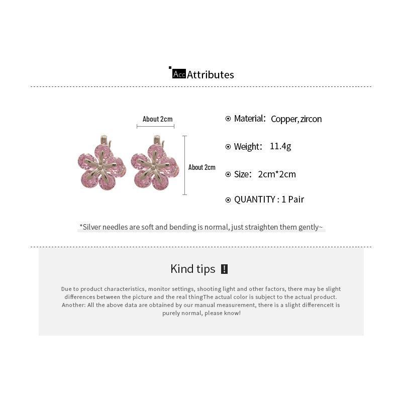 Korean Sweet Zirconia Double-Sided Floral Earrings - Luxury, High-End, Fashionable Jewelry for Women