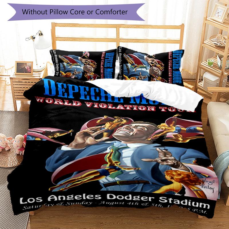 3pcs Depeches Band Mode pattern bedding set duvet cover set includes duvet cover &pillowcases, perfect all season bedroom decoration & gift