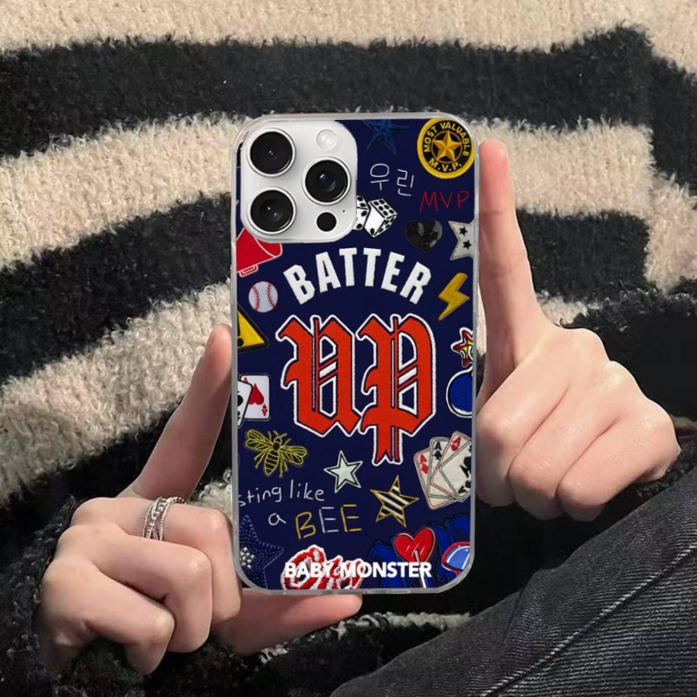 B-Baby M-Monster K-Kpop Phone Case For iPhone 17 16 15 13 14 11 12 Pro Max Plus Laser Silver Gradient Cover iPhone 11 pro