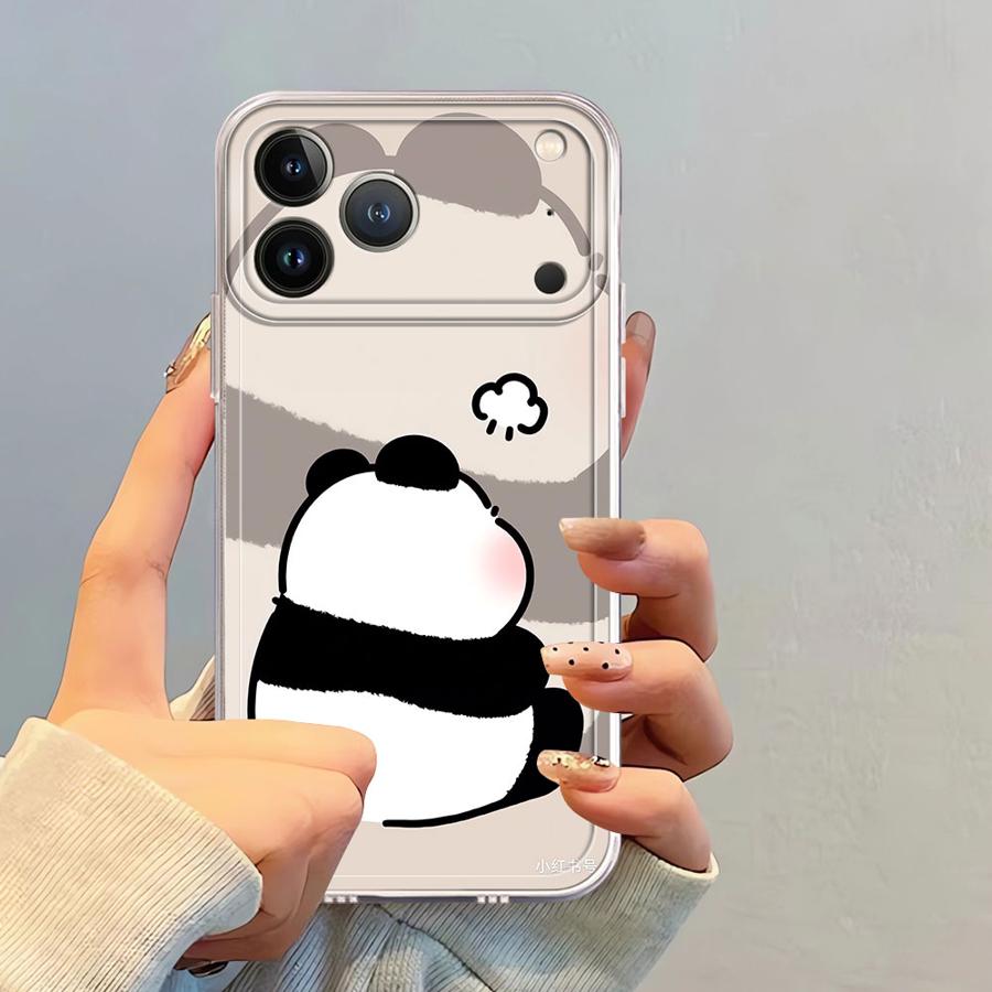 Cute Panda Case for iPhone 17 Pro Max 15 16 12 Mini Air 13 Pro 14 Plus 17e XS Max 11 XR Soft Phone Cover