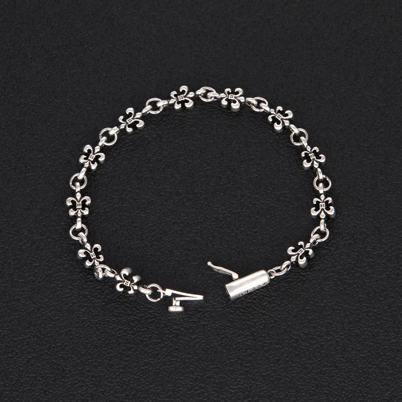 China Kroxing Thailändisches Silber Retro Schalter Armee Blume Armband Persönlichkeit Klassisch Hip Hop Punk Stil Paar Hand Accessoires