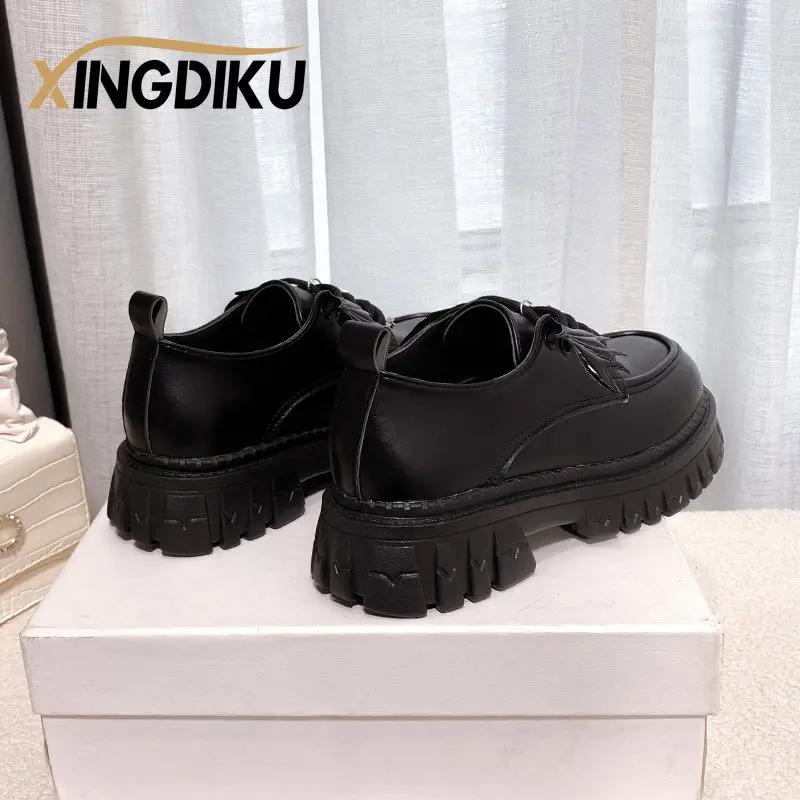 Fashion Punk Wind Fashion Single Shoes Autumn New Devil Bat Wings Gothic Women's Shoes Thick Bottom Waterproof Platform Metal Chain