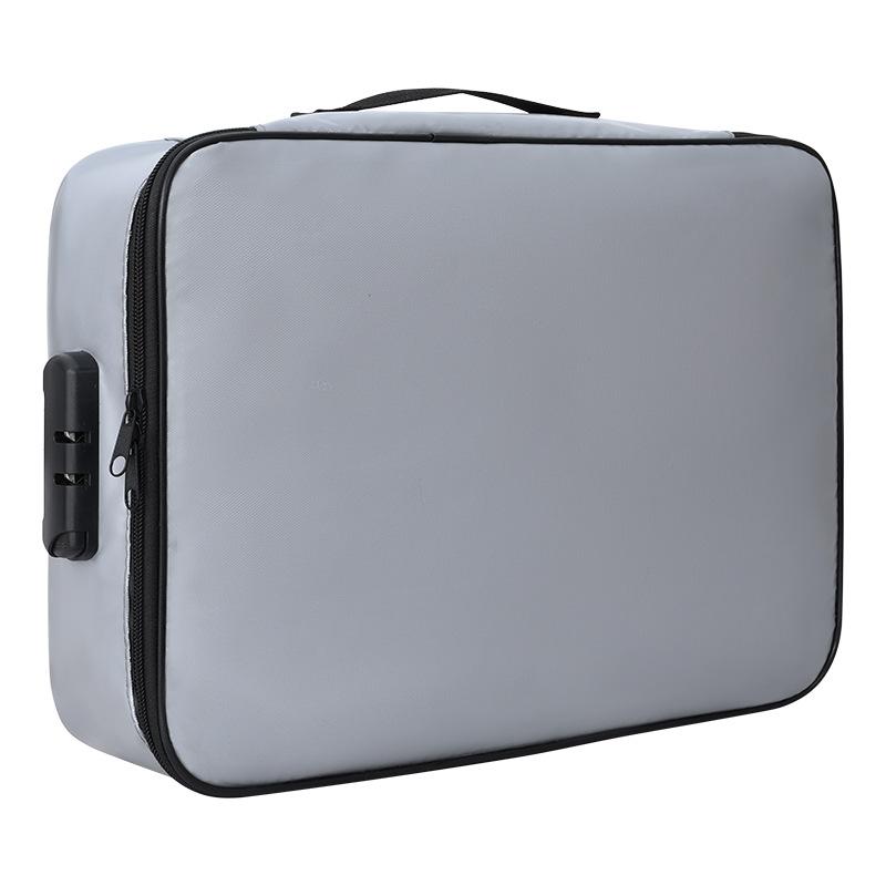 

Document Bag With Lock File Storage Organizer Box Waterproof Safe Bag Fireproof Document Box Home Travel Passport Briefcase серый