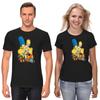The Simpsons,Homer,Marge,Bart,Lisa Figure, Short Sleeve White-Black Men's / Women's T Shirt K394