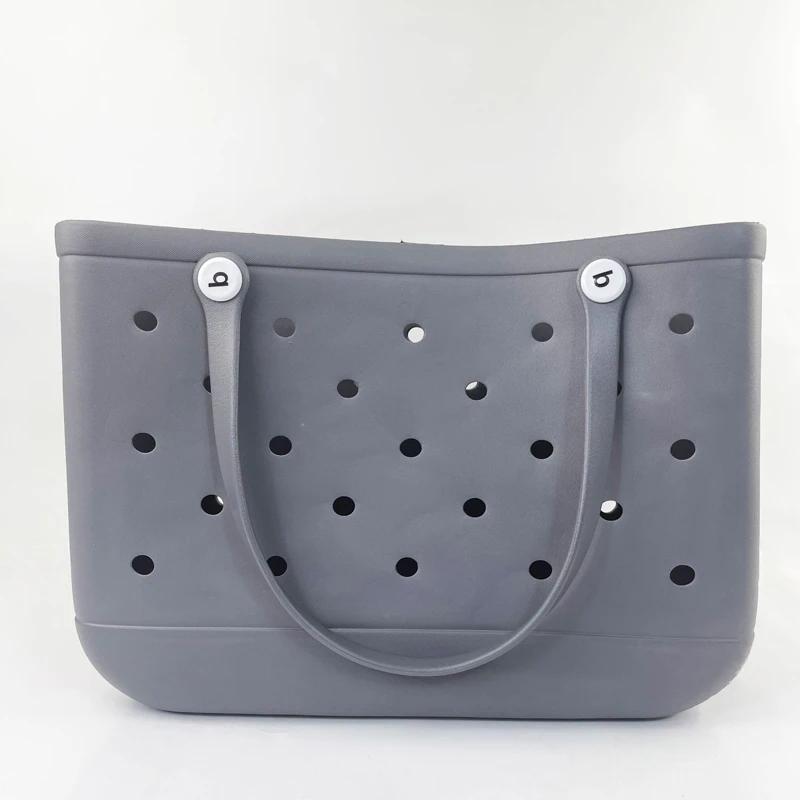 Durable Waterproof Beach Bag Storage Baskets Summer Rubber Tote Solid Color Jelly Beach Bags Sundries Organizer