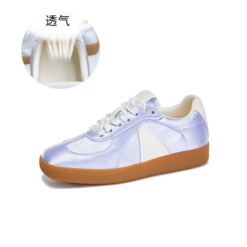 Leather German Training Shoes 2025 Spring New Fashion Soft Sole Square Head White Shoes Ballet Casual Versatile Women's Shoes