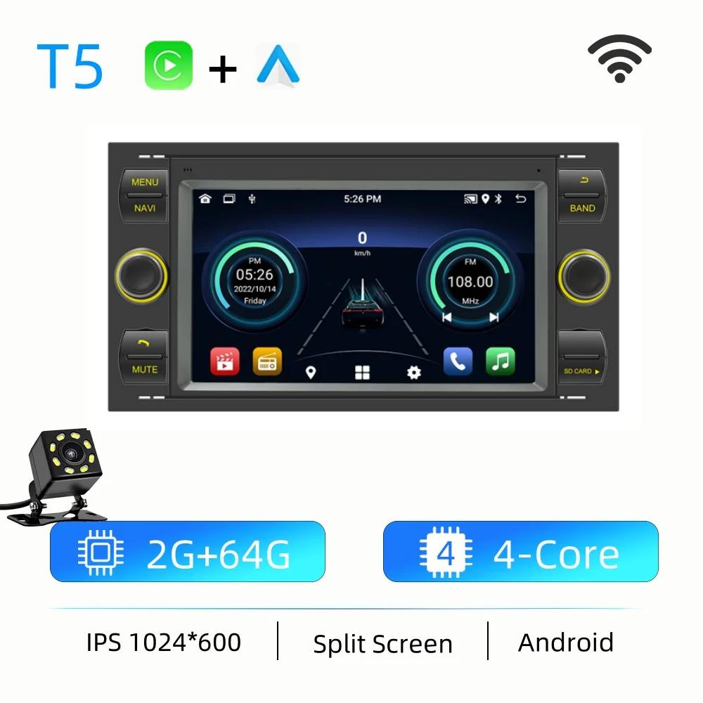 2Din Android 12 Car Radio GPS Navigation for Ford Mondeo S-max Focus C-MAX Galaxy Fiesta Transit Fusion Connect Kuga Multimedia