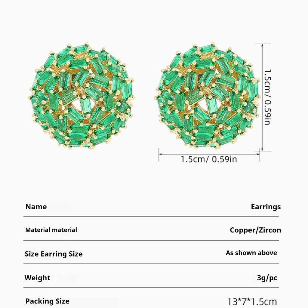 Stylish Designer Earrings: Minimalist Geometric Round Ball Earrings - Ultra Sparkling Light Luxury and Elegant