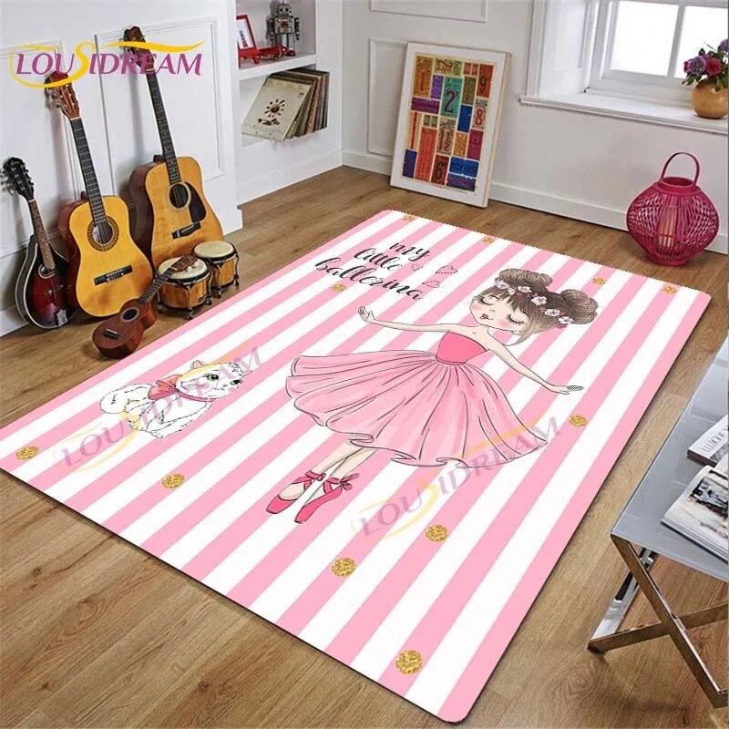 

Балерина Килим Балерина Дівчина Килим Рожевий Килимок для Вітальні Спальні Декор Дитячої Кімнати Декор Подарунок 160cm x 200cm