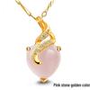 Korean Style Rose Gold Heart Necklace with Natural Rose Quartz Pendant - Women's Pink Crystal Clavicle Chain