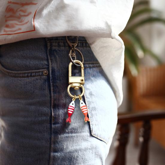 20Pcs Enamel Fish Charms Stainless Steel Fish Pendants Double-sided Striped Mini Fish Charms for DIY Jewelry Making Earring Necklace Bracelet Keychain