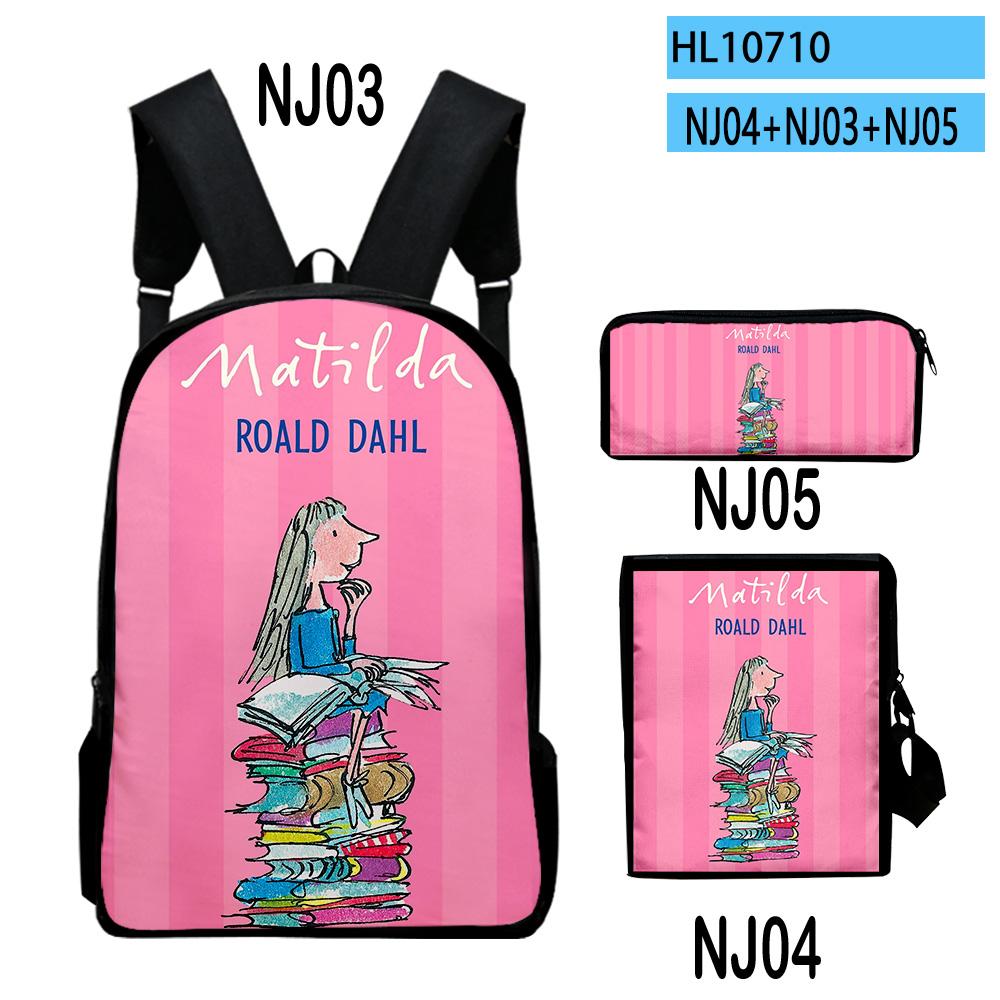 Classic Roald Dahl's Matilda the Musical 3D Print 3pcs/Set School Bags Laptop Daypack Backpack Inclined shoulder bag Pencil Case