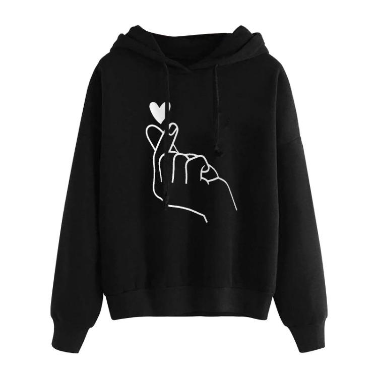 

Autumn New Women Fleece Hooded Sweater Loose Top Long Sleeved European American Clothing 5XL чорний