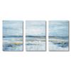 3 Panels Nordic Abstract Ocean Canvas Painting Coastal Theme Artwork Blue Gold Sunset & Sunrise Wall Art Posters for Living Room