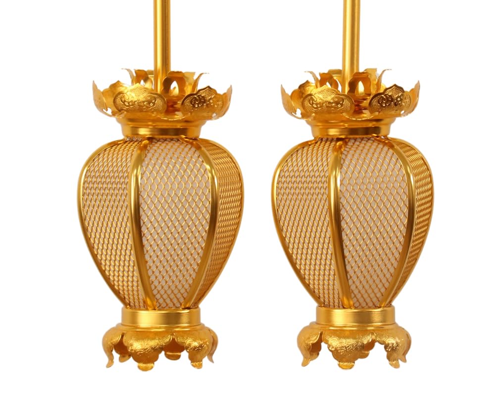 

Pair of 2 Small Aluminum Natsume-style Hanging Lanterns (7.5cm Diameter) - Bulbs and Cord Not Included