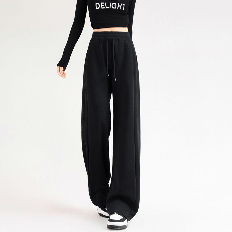 Women's High-waisted Straight Leg Velvet Pants - Slimming, Nine-point, Wide Leg for Autumn/Winter