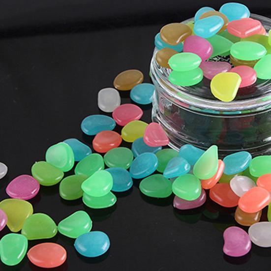 Glow-in-the-Dark Garden Stones Colorful Decorative Aquarium Pebbles Fish Tank Rocks 0.8-1.1cm Luminous Pebbles for Outdoor Walkway Aquarium Landscape
