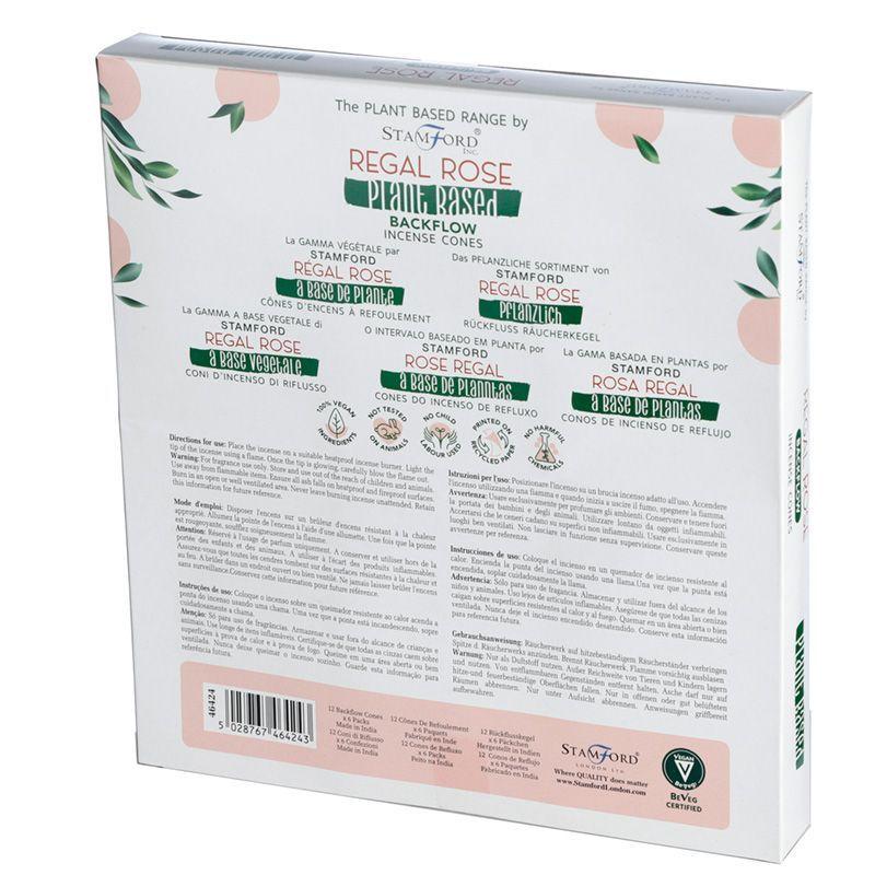 5x Backflow Incense Cones Regal Rose Plant-Based 12 Cones