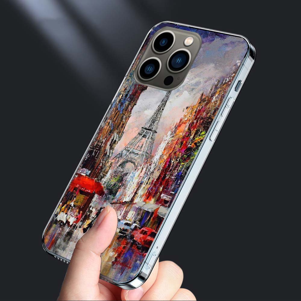 Artist London Painting Oil Painting Phone Case For Iphone 16E 15 Pro 14 Plus 17E 16 17 Pro Max Air 11 12 13 Mini Shockproof C
