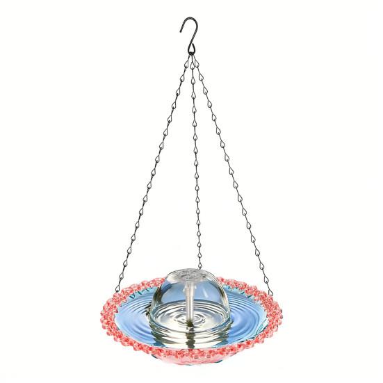 USB-Powered Fountain Bird Bath Hanging Bird Bath Fountain Outdoor Hummingbird Feeder Bath Bowl Attracts Wild Birds for Garden Decoration