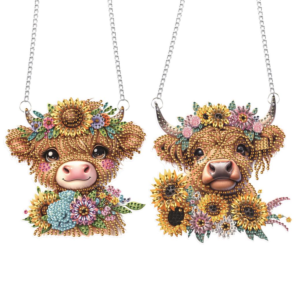 2pcs Animal 2D Flat DIY Special Shape Rhinestone Diamond Art Window Pendants Diamond Painting Set Home Wall Decoration Crafts