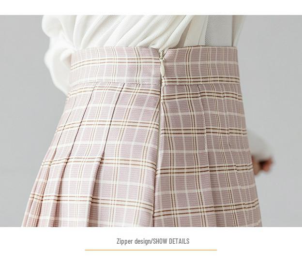 2025 New Summer Women's Fruit Green Pleated A-Line Mini Skirt - College Style, High Waist, Korean Version