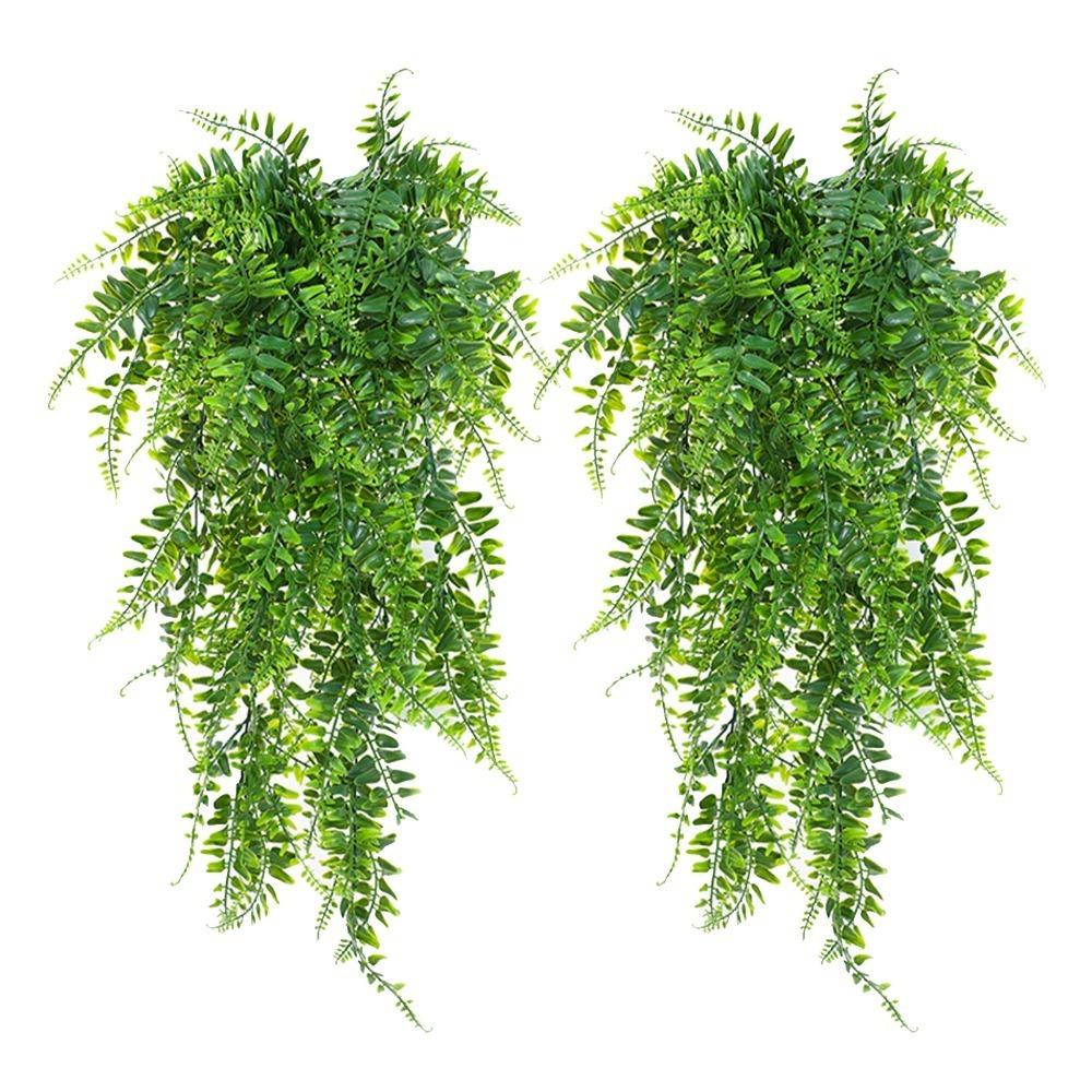 2pcs Green Artificial Hanging Fern 29.92in Wall Hanging Plant Decor Fake Hanging Plant Kitchen