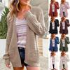 European & American Women's Hollow Knit Lantern Sleeve Cardigan - Autumn/Winter 2024 Style.