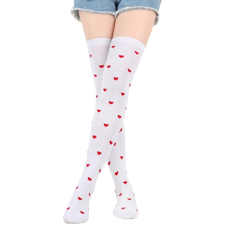 Valentines Day Over Knee Long Socks Cute Lip Heart Love Pattern Thigh High Stockings for Women Parties and Casual Wear