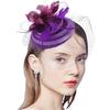 LIOOBO Wedding Bride Fascinator Headband with Purple Floral Mesh Small Hat, Vintage Women’s Headdress for Tea Party and Special Occasion
