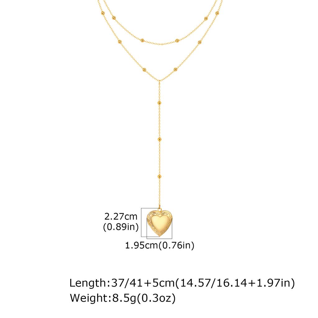 Classic Heart Locket Pendant Beaded Chain Necklace for Women Stainless Steel Family BFF Pendant Trendy Collar Jewelry Gifts