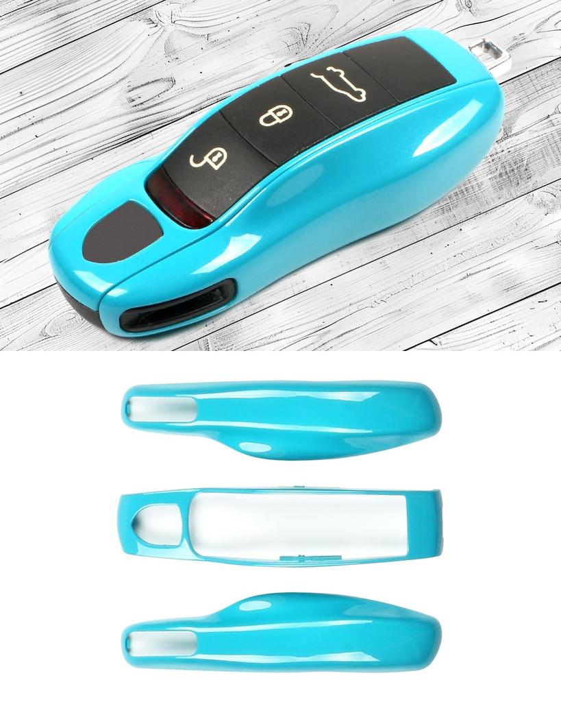 Key Fob Cover for Porsche Porsche and Other Accessories Macan, Panamera, 911, Cayenne, 718, Cayman, Boxster, (Miami Blue)