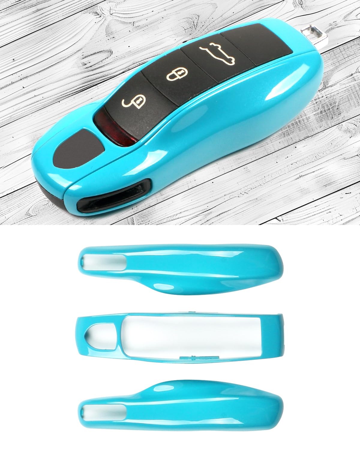 

Чехол для ключа для Porsche Porsche и другие аксессуары Macan, Panamera, 911, Cayenne, 718, Cayman, Boxster, (Майами Блю)