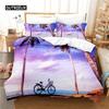 Ocean Duvet Cover Set, Tropical Island with The Palm Trees and Sea Beach Nature Theme Print Twin Bedding Set for Teens